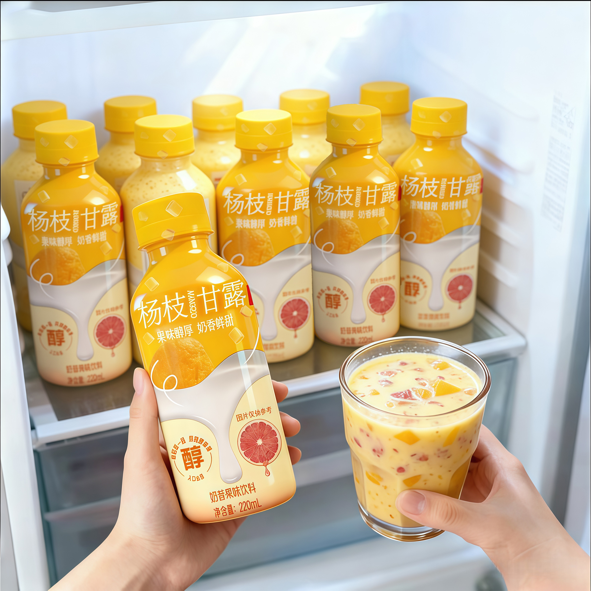 焦农山泉杨枝甘露奶昔220ml*瓶