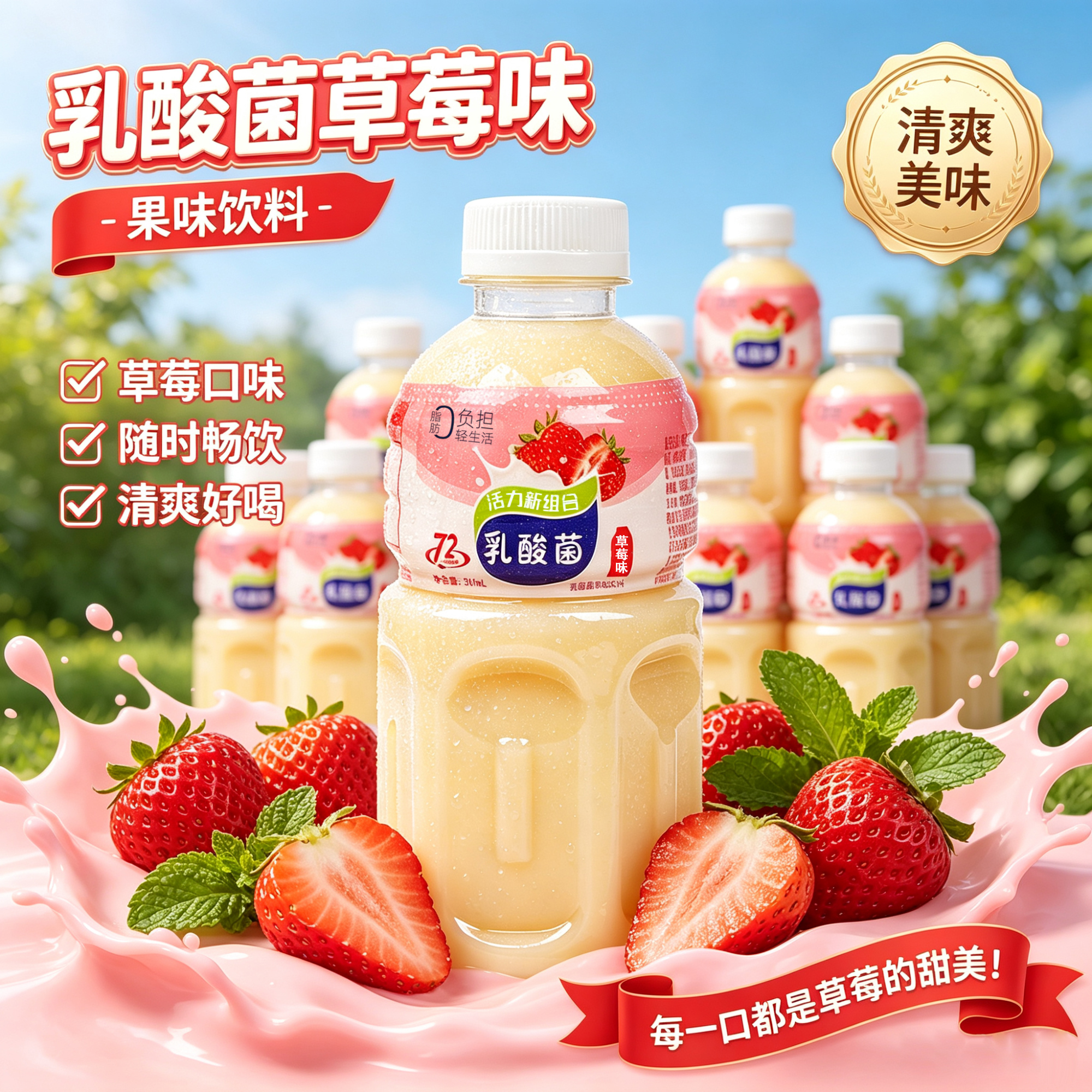 露源泉草莓乳酸菌310ML*瓶