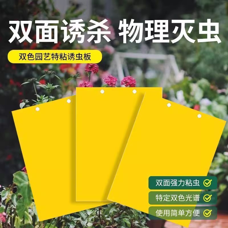 粘虫板双面果蝇诱虫板菜地驱虫神器驱蚊蝇针蜂苍蝇防虫贴蓟马黄板