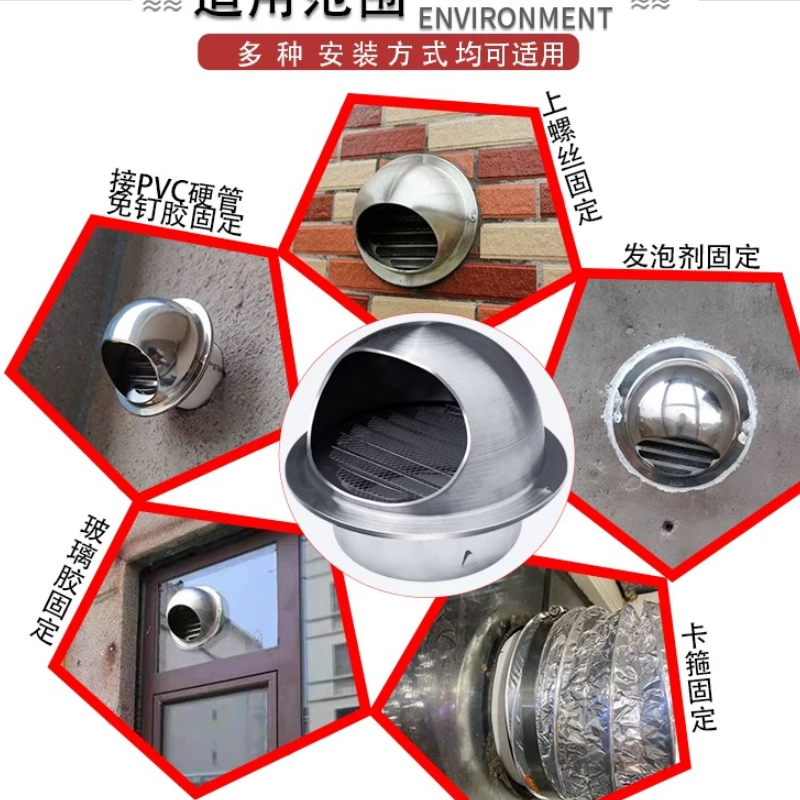 外墙防蚊虫防风帽油烟机油烟管排风口卫生间排气罩穿墙