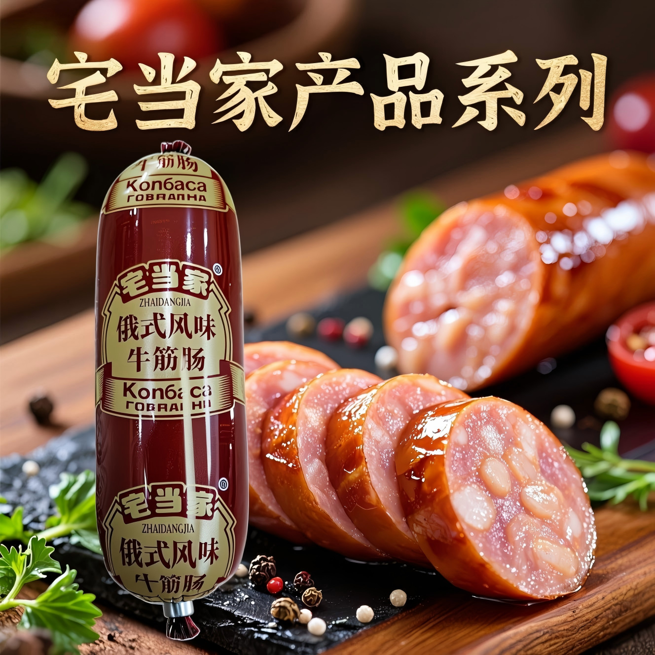 宅当家俄式牛筋肠180克3根
