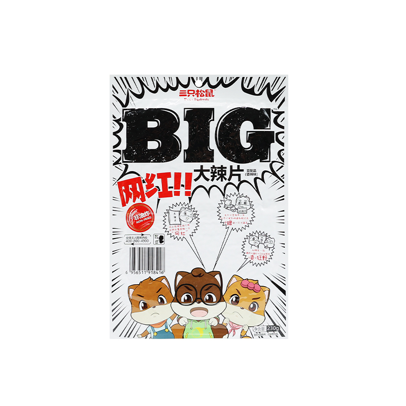 三只松鼠BIG大辣片230g/袋休闲辣条童年麻辣零食怀旧包邮