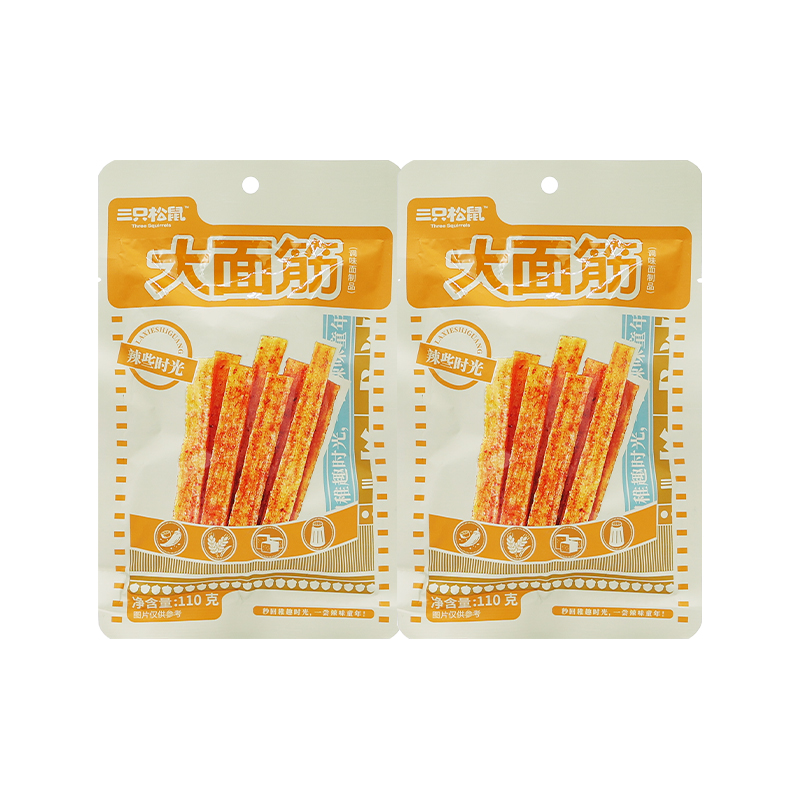 三只松鼠约辣大面筋110g袋装直尺辣条麻辣零食面筋儿时解馋