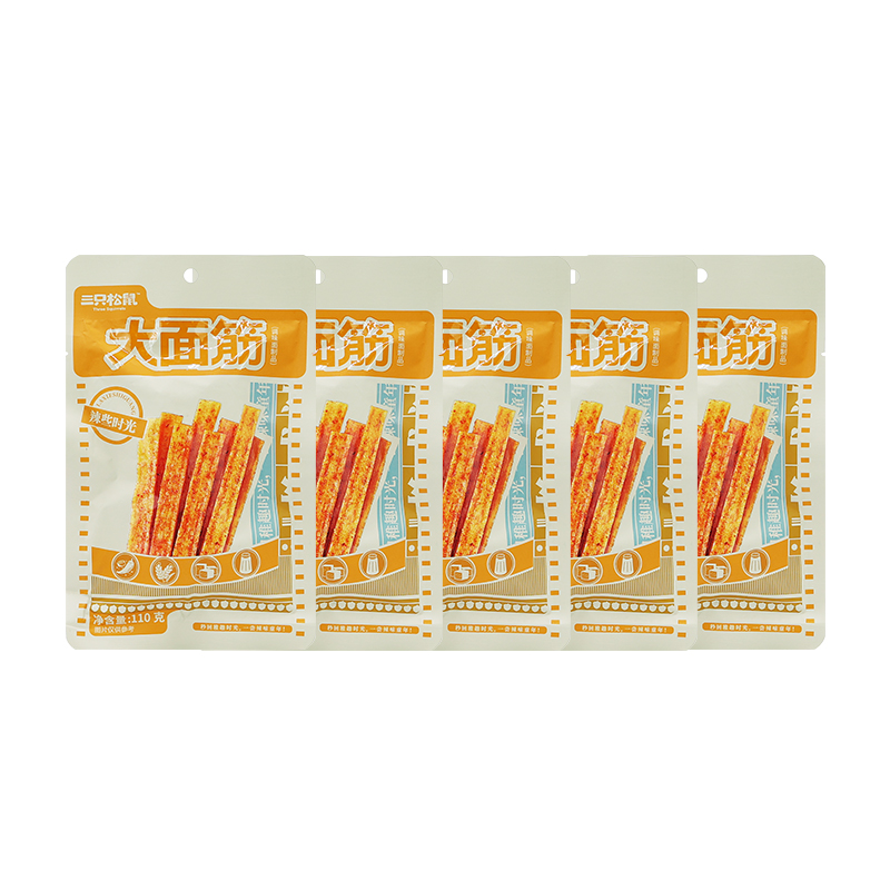 三只松鼠约辣大面筋110g袋装直尺辣条麻辣零食面筋儿时解馋