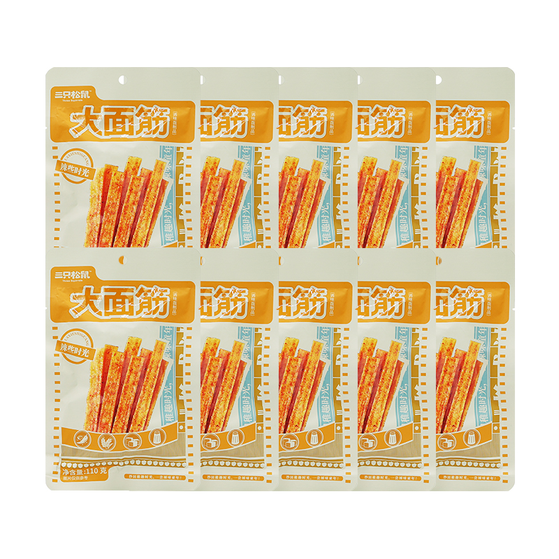 三只松鼠约辣大面筋110g袋装直尺辣条麻辣零食面筋儿时解馋