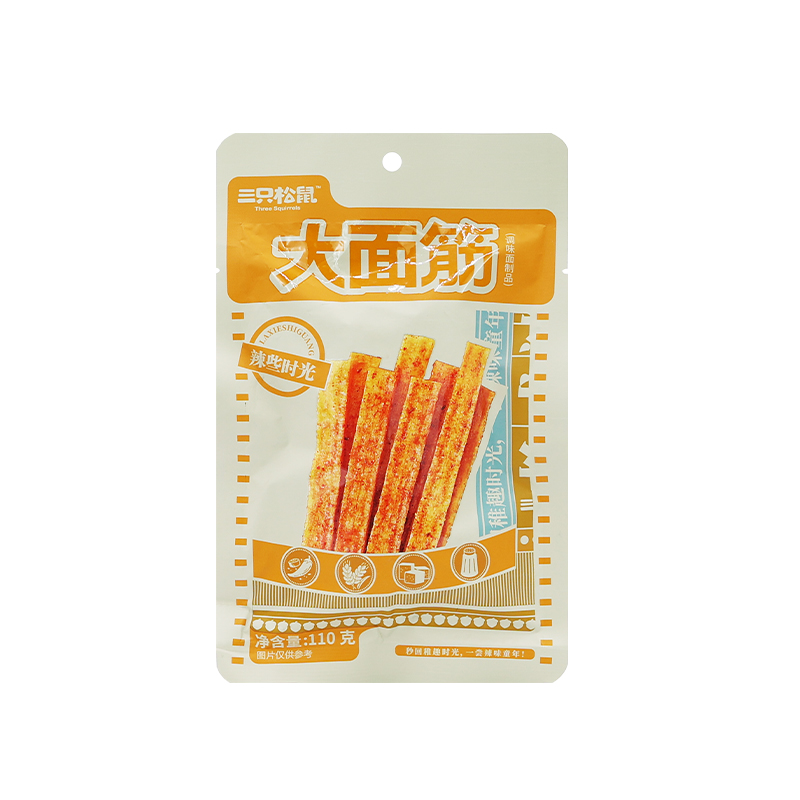 三只松鼠约辣大面筋110g袋装直尺辣条麻辣零食面筋儿时解馋