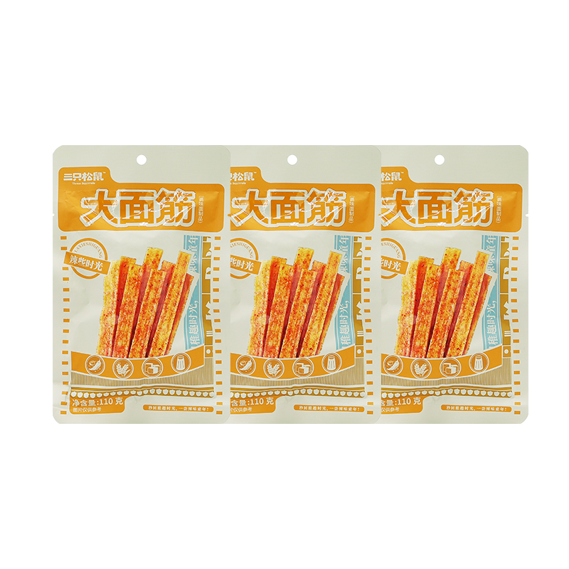 三只松鼠约辣大面筋110g袋装直尺辣条麻辣零食面筋儿时解馋