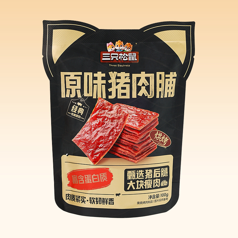 三只松鼠猪肉脯100g袋装独立小包装原味风干熟食小吃肉脯包邮