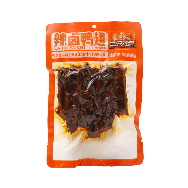 三只松鼠辣卤鸭翅105g卤香鸭翅休闲解馋休闲小零食熟食包邮
