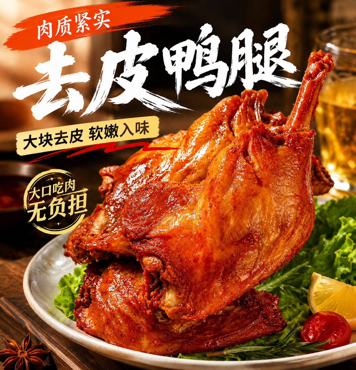 健身即食去皮大鸭腿高蛋白轻脂肪抗饿代餐夜宵零食下酒菜无皮鸭腿