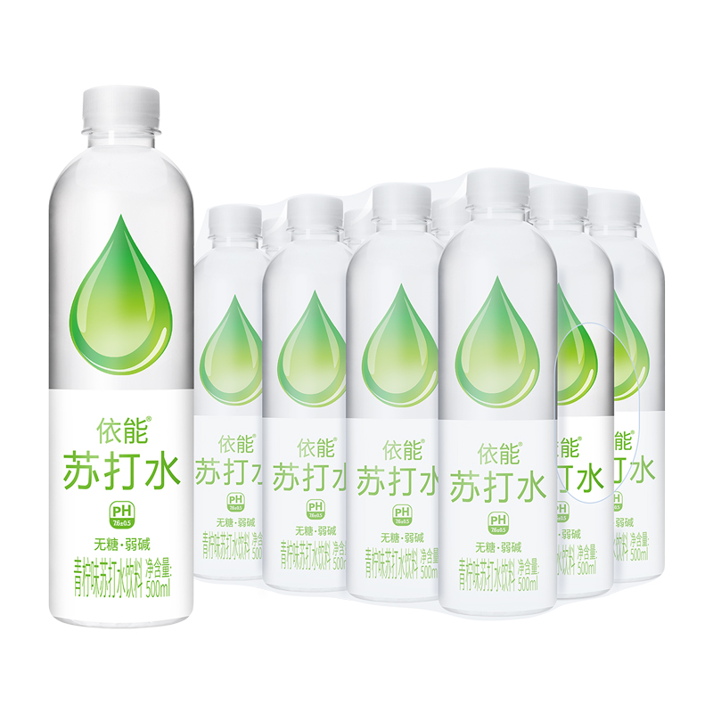 依能锌强化苏打水饮料 青柠味 白桃味 无糖无汽弱碱 500ml*12瓶