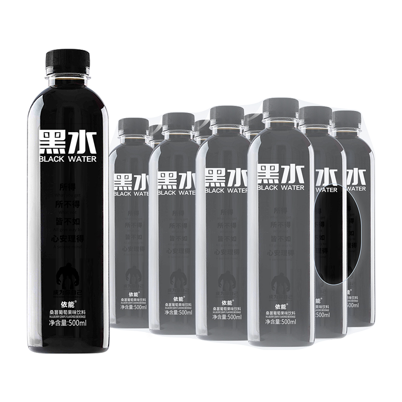 依能黑水蓝莓味桑葚葡萄味果味饮料500ml*12瓶膜包