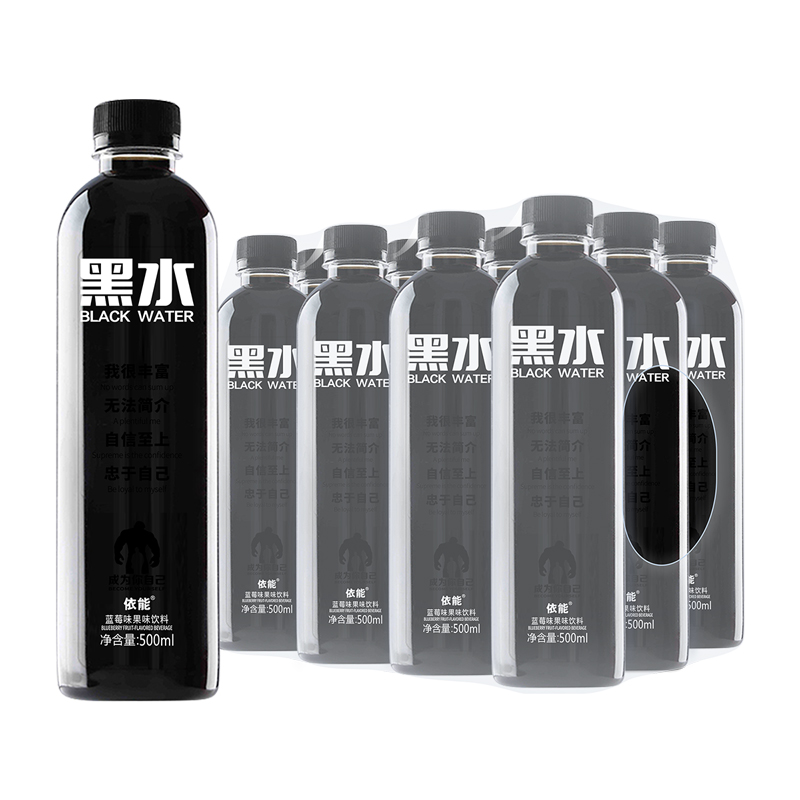 依能黑水蓝莓味桑葚葡萄味果味饮料500ml*12瓶膜包