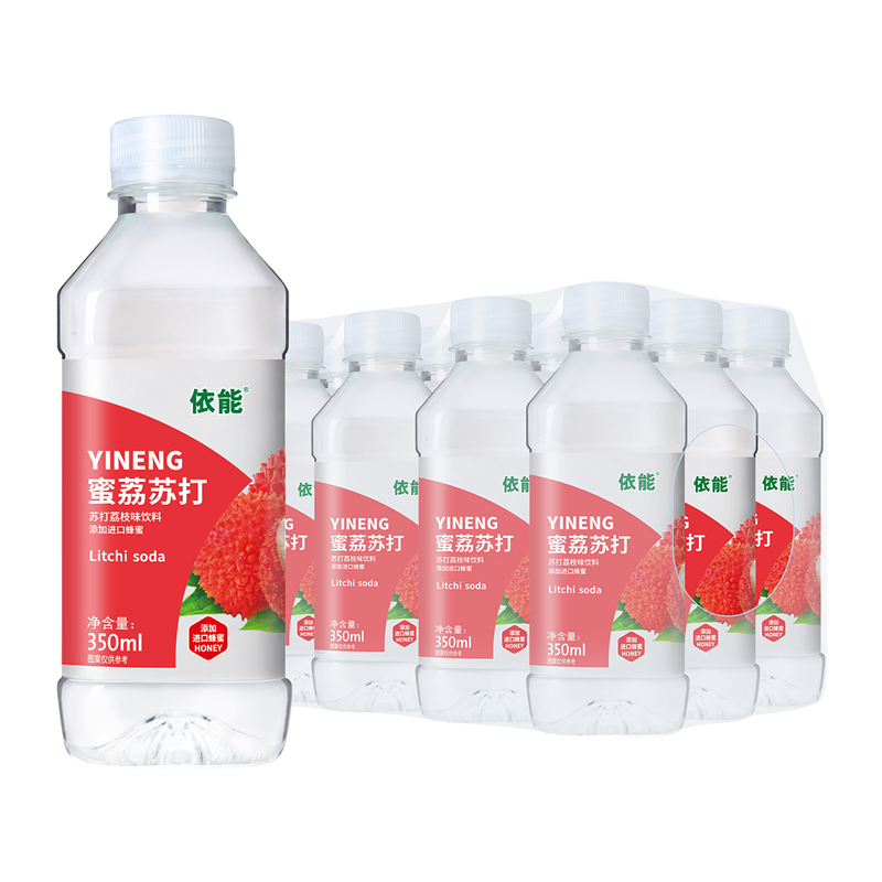 依能果味苏打水蜜桃味风味饮料350ml*12膜包