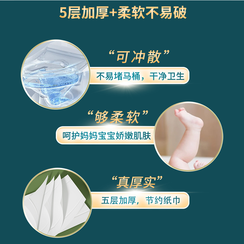 卷纸母婴5层加厚柔韧柔肤妇婴适用无芯厕纸进口木浆